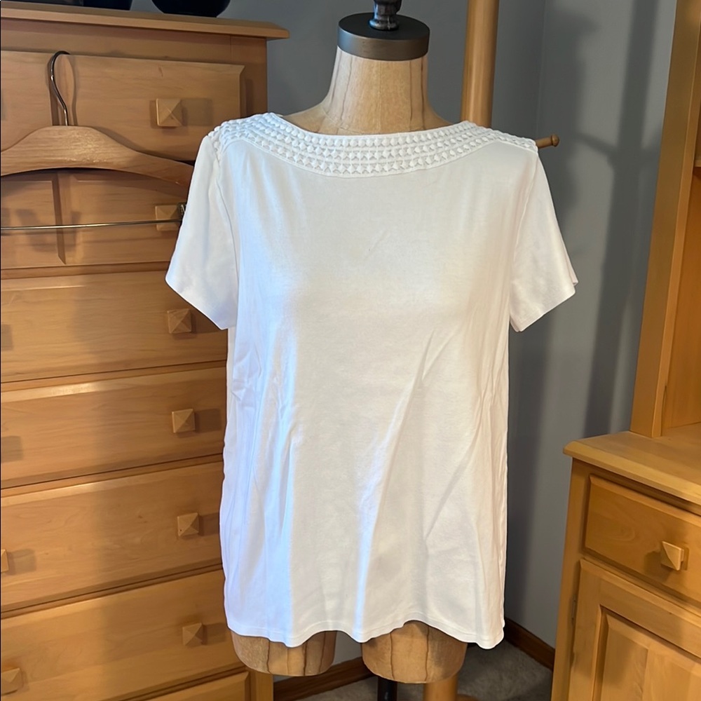Croft & Barrow White Relaxed Short Sleeve Tee size large